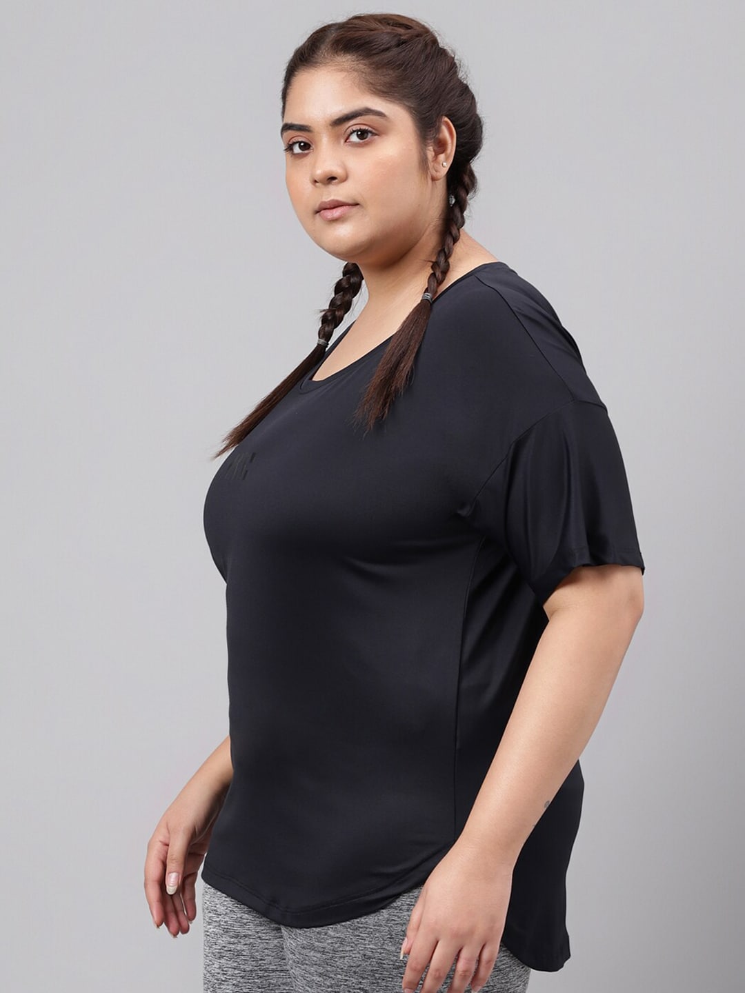 MKH Plus Size Drop Shoulder Sleeves Relaxed Fit Dri-FIT Sports T-shirt - Swadesiicart