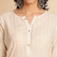 Anouk Off White Printed Mandarin Collar Cotton Straight Kurta - Swadesiicart