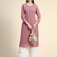 Kalini Round Neck Paisley Embroidered Chikankari Georgette Kurta | Swadesiicart