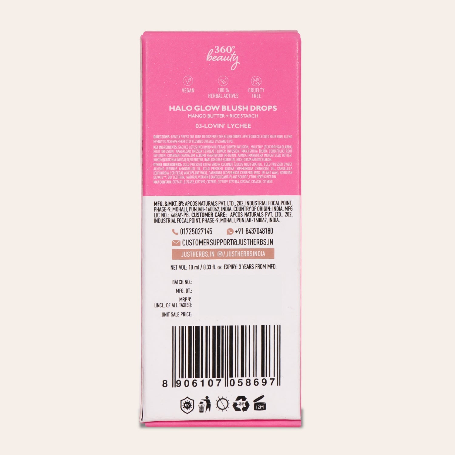 Halo Glow Blush Drops with Mango Butter and Rice Starch - Lovin Lychee