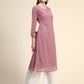 Kalini Round Neck Paisley Embroidered Chikankari Georgette Kurta | Swadesiicart