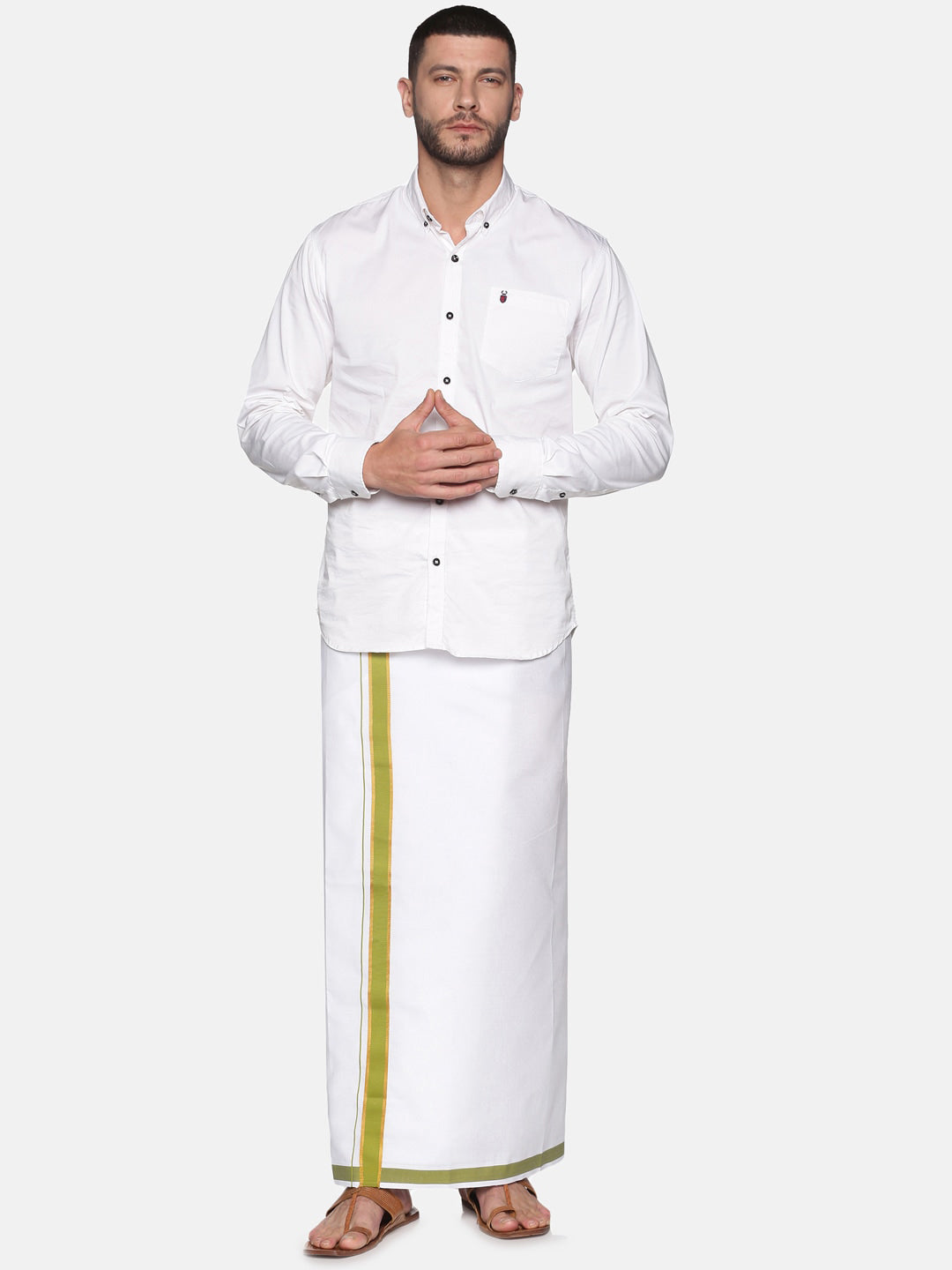 Sethukrishna Men White Solid Cotton Regular Dhoti | Swadesiicart