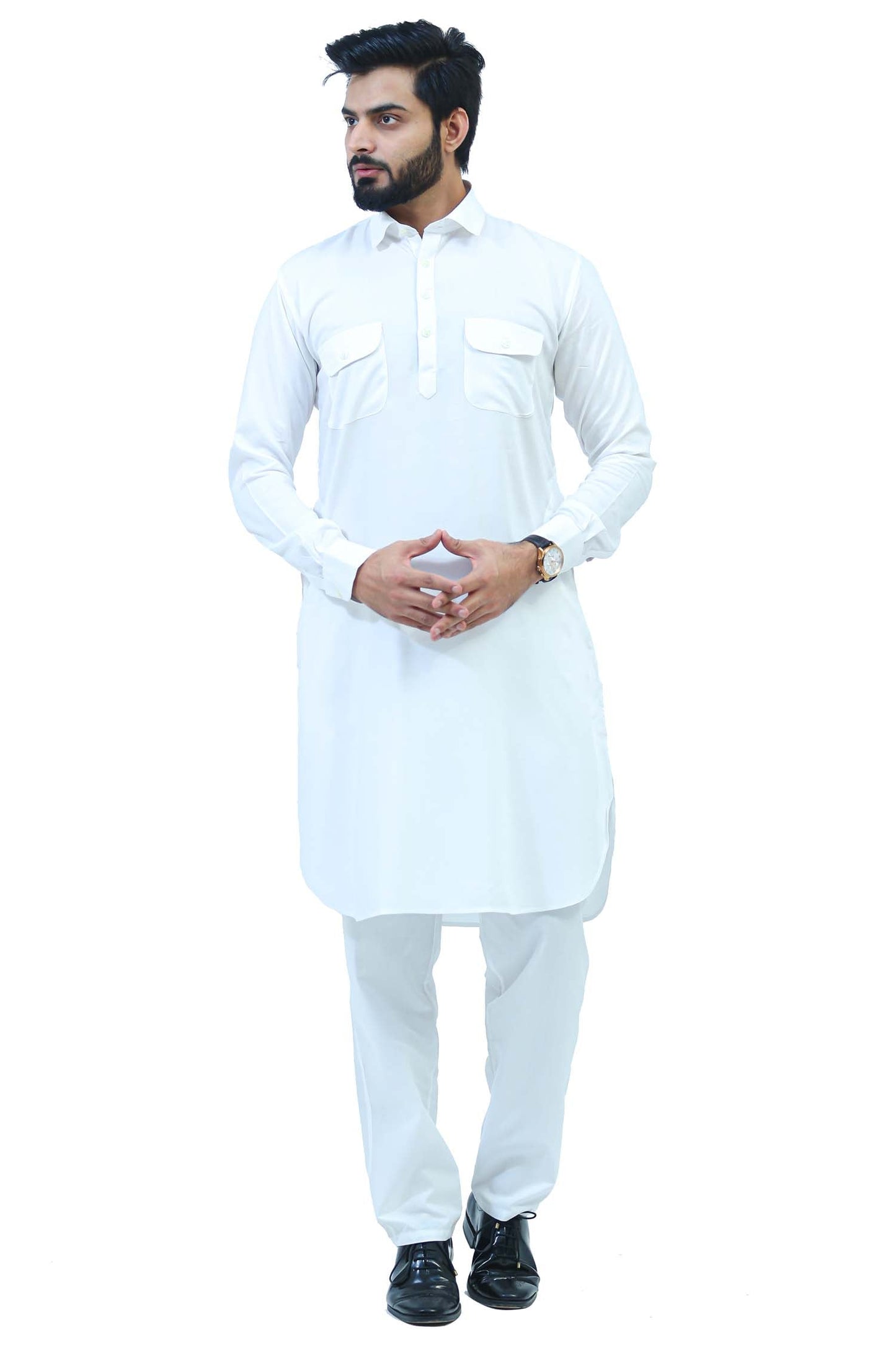 Bluesaanchi Men's White Satin Pathani Kurta Set | Swadesiicart