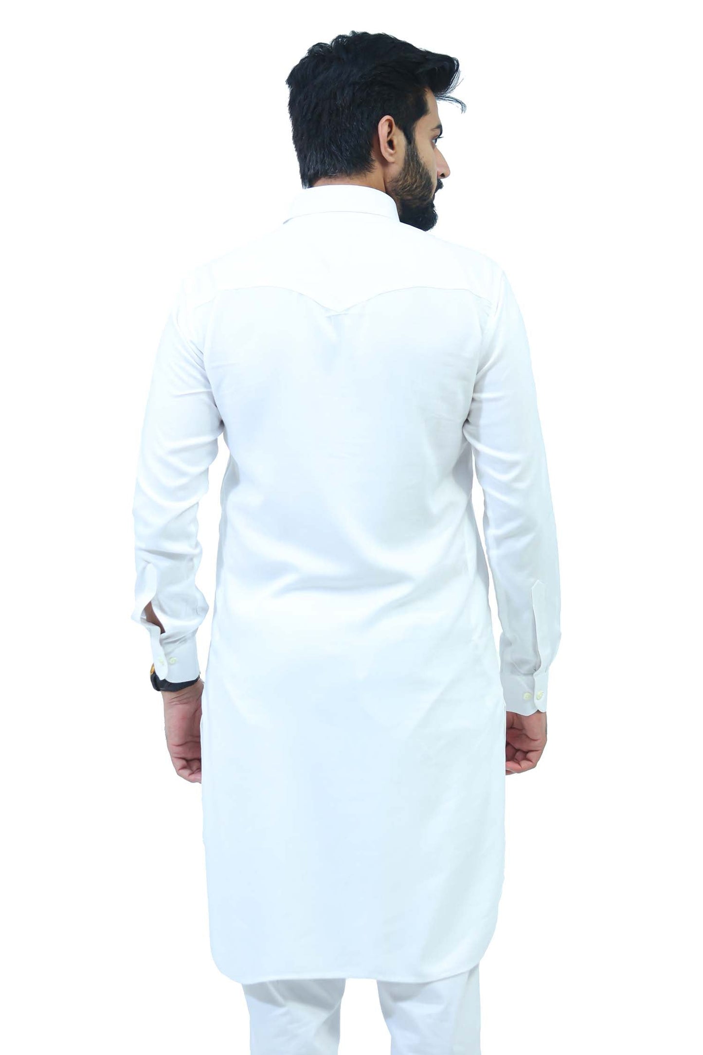 Bluesaanchi Men's White Satin Pathani Kurta Set | Swadesiicart