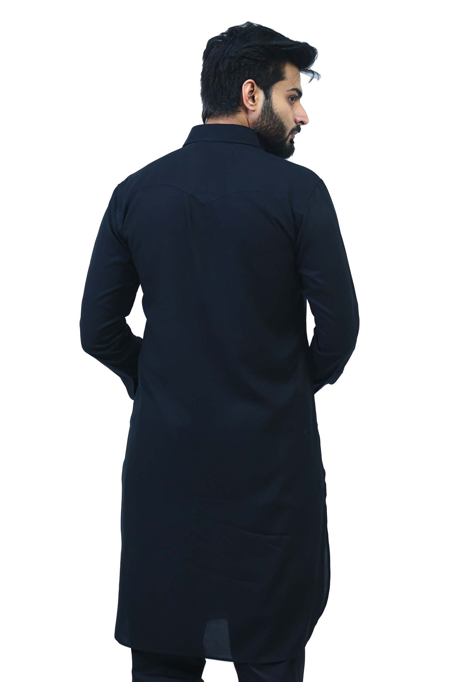 Bluesaanchi Men's Black Satin Pathani Kurta Set | Swadesiicart