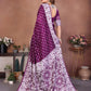 Anaita Purple Handmade Bandhej Viscose Silk Saree With Blouse