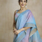 Anaita Blue Fabric With Digital Print Saree With Blouse