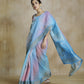 Anaita Blue Fabric With Digital Print Saree With Blouse