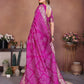 Anaita Purple Handmade Bandhej Viscose Silk Saree With Blouse