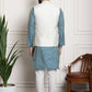 Sojanya Men Blue Ethnic Motifs Kurta with Pyjamas & Nehru Jacket | Swadesiicart