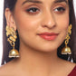 Yellow Chimes Gold-Polished Dome Shaped Jhumkas Earrings - Swadesiicart