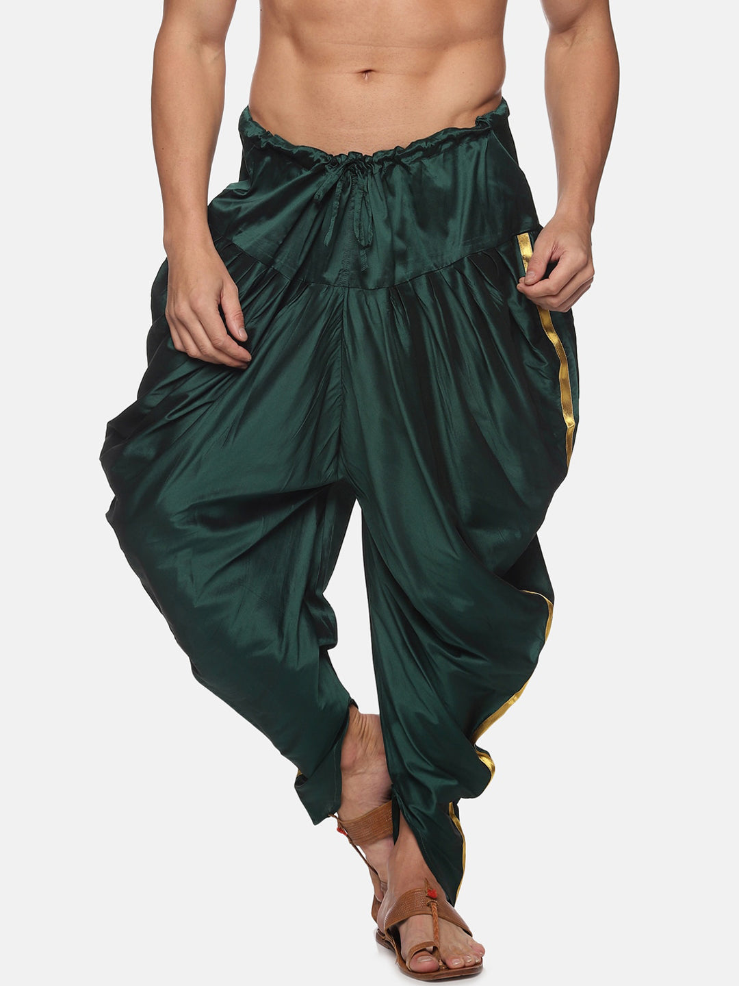 Sethukrishna Men Dark-Green Solid Dhoti Pants | Swadesiicart