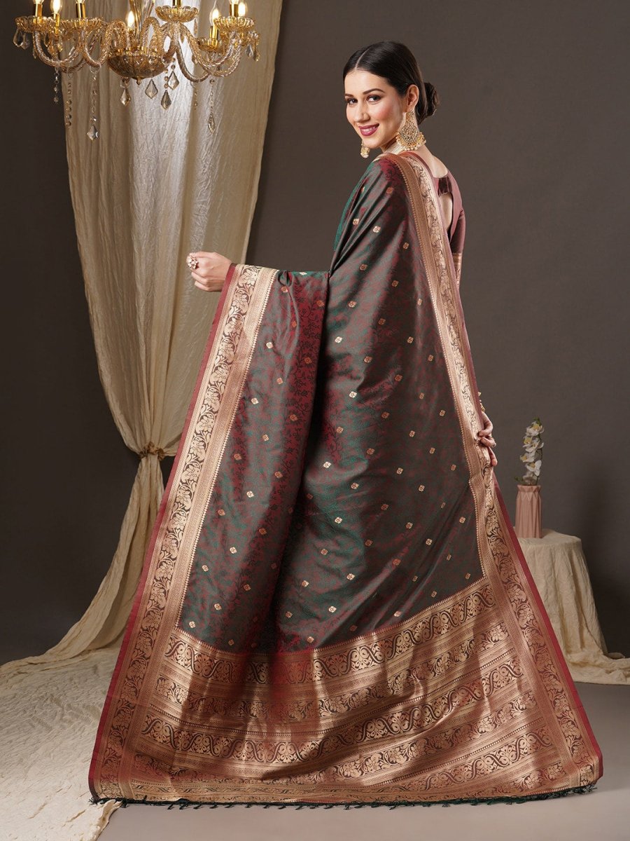 Anouk Floral Zari Banarasi Saree | Swadesiicart