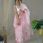 Vamsee Peach Organza Saree - Swadesiicart