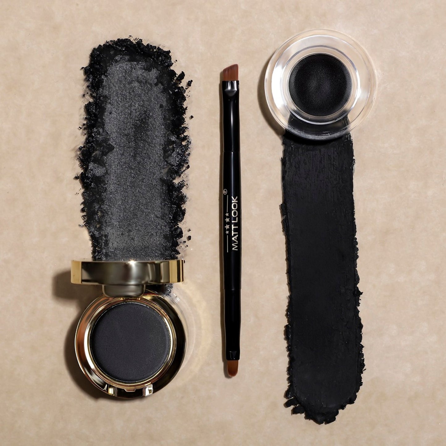 Matt Look Fashion Eye Makeup 24Hr Stay Gel Kajal & Cake Eyeliner - Black - Swadesiicart
