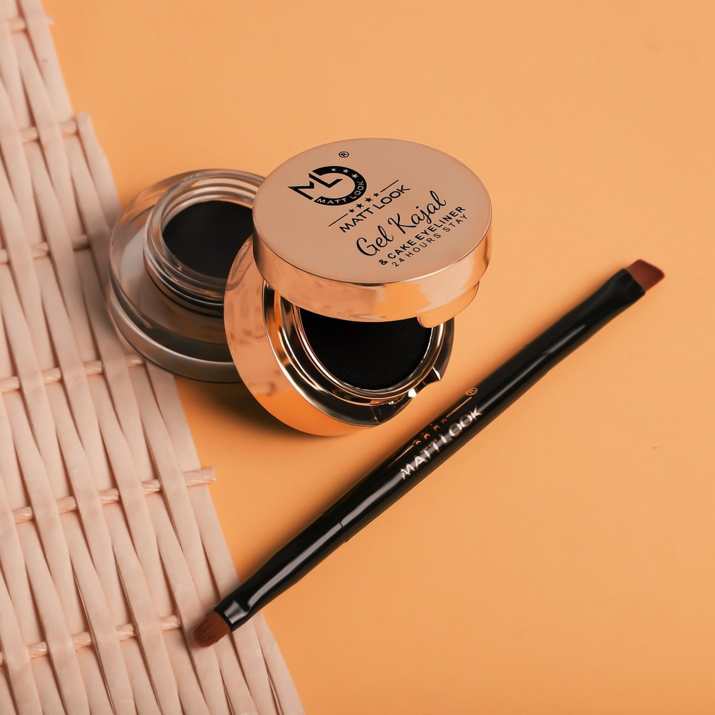 Matt Look Fashion Eye Makeup 24Hr Stay Gel Kajal & Cake Eyeliner - Black - Swadesiicart