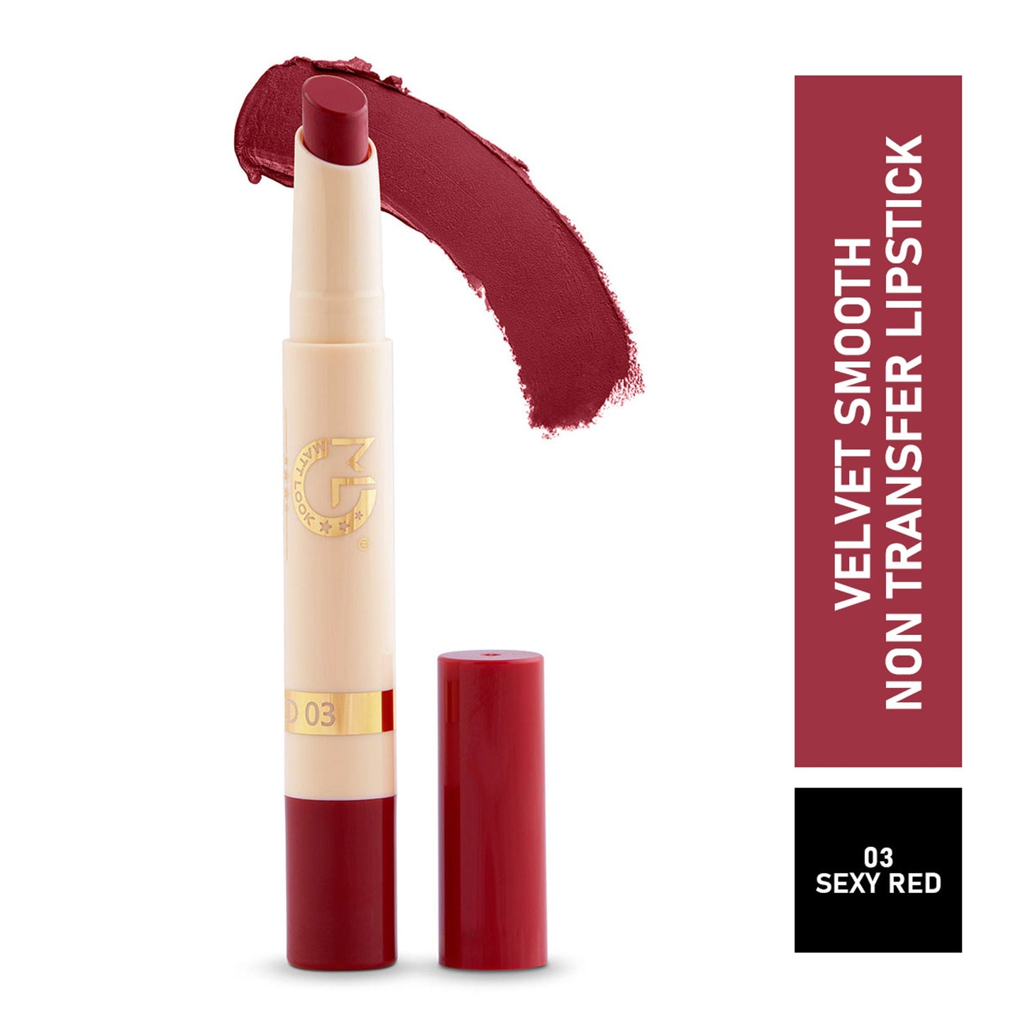 Matt Look Velvet Smooth Non Transfer Lipstick - Sexy Red - Swadesiicart