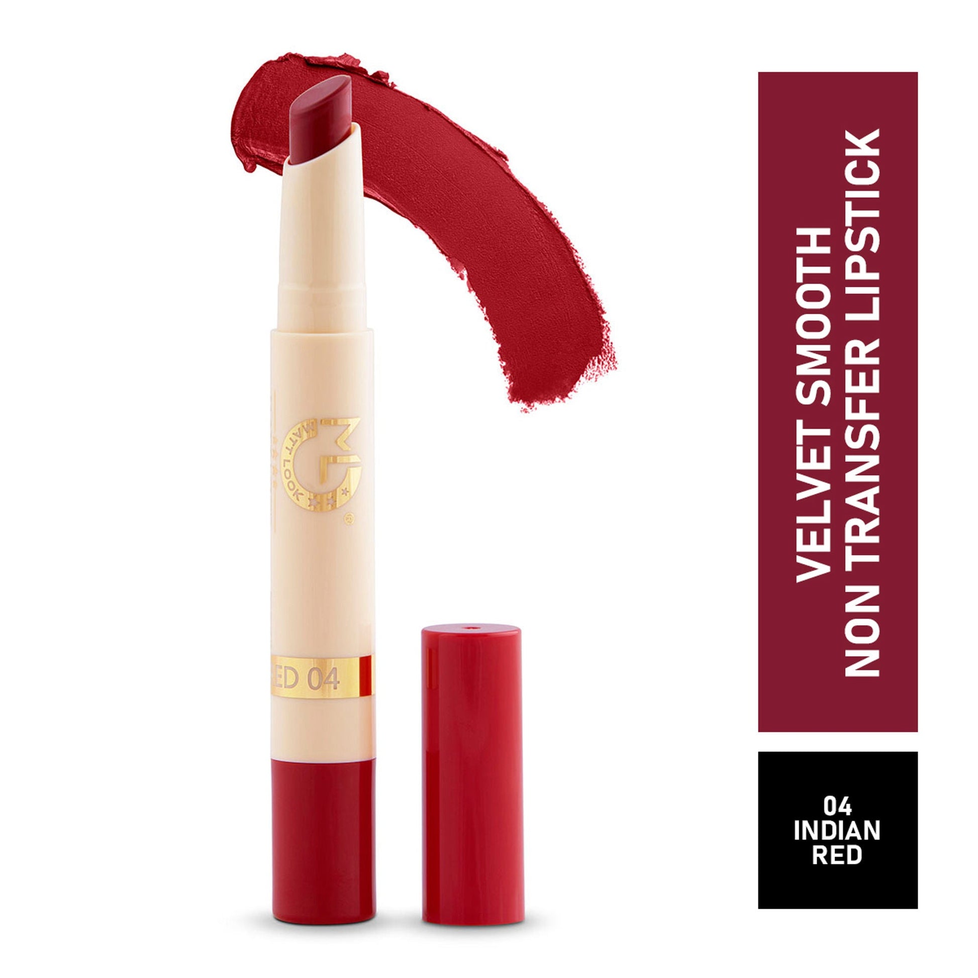 Matt Look Velvet Smooth Non Transfer Lipstick - Indian Red - Swadesiicart
