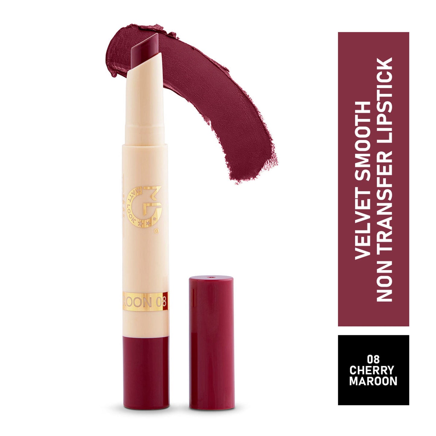 Matt Look Velvet Smooth Non Transfer Lipstick - Cherry Maroon - Swadesiicart