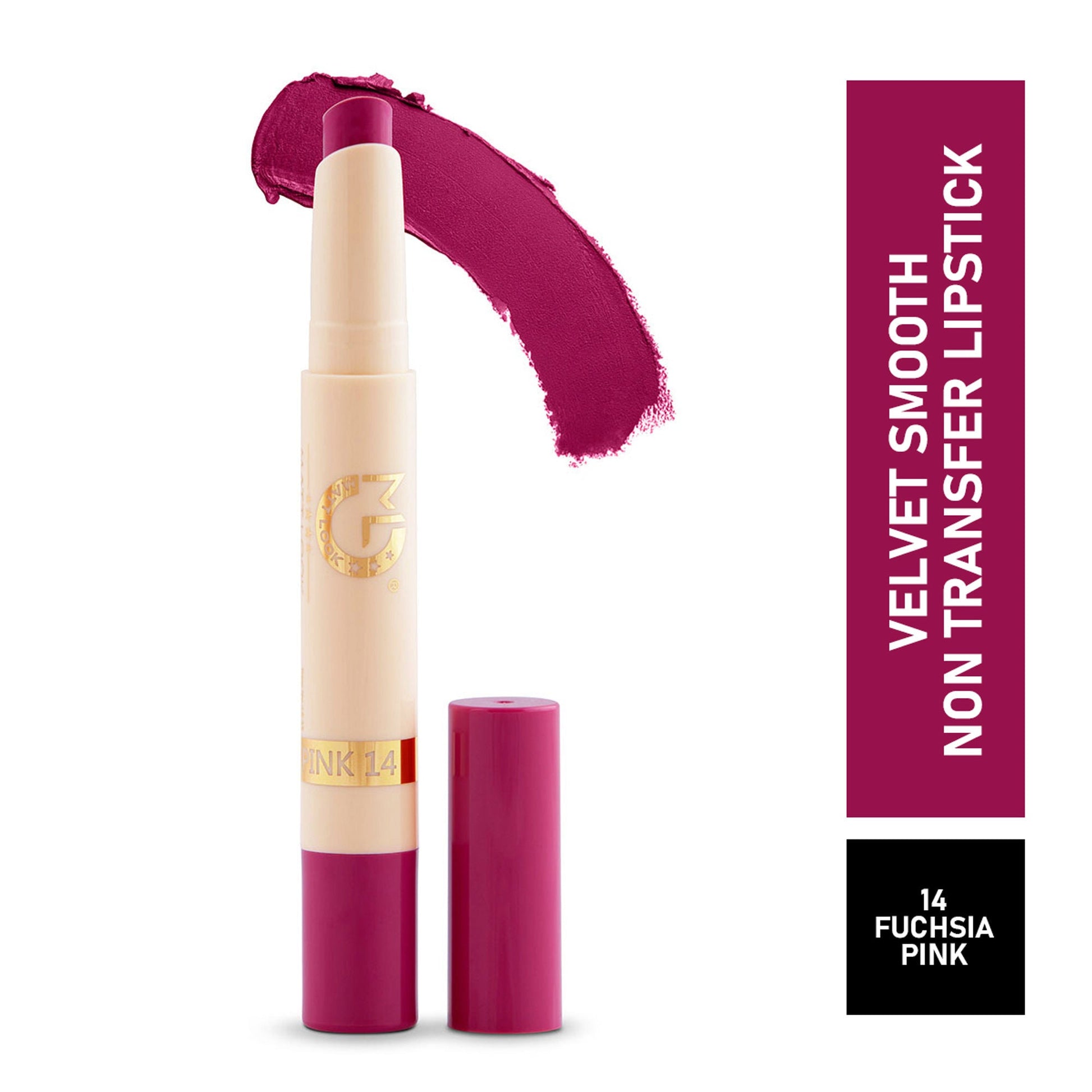 Matt Look Velvet Smooth Non Transfer Lipstick - Fushcia Pink - Swadesiicart