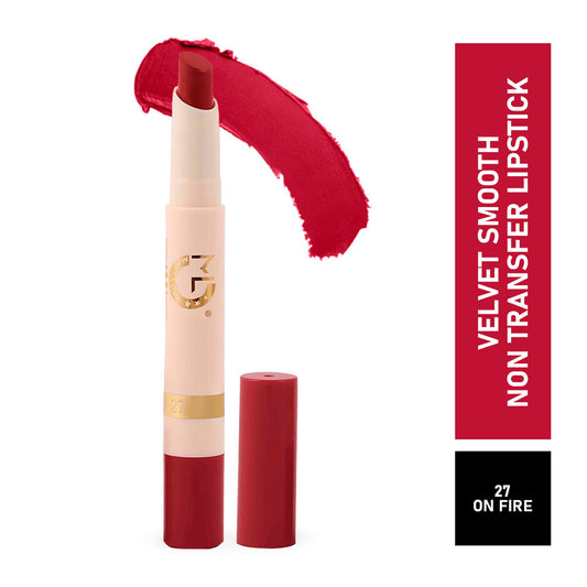 Matt Look Velvet Smooth Non Transfer Lipstick - On Fire - Swadesiicart