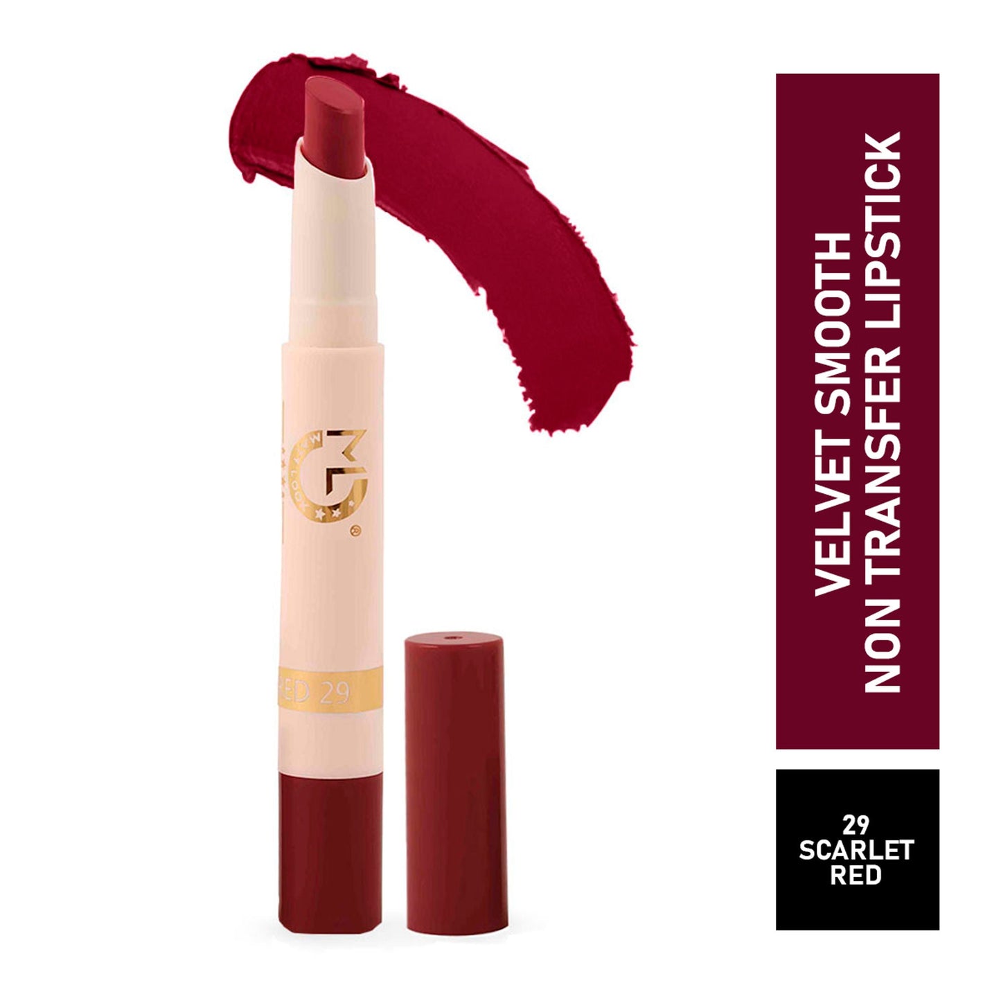 Matt Look Velvet Smooth Non Transfer Lipstick - Scarlet Red - Swadesiicart