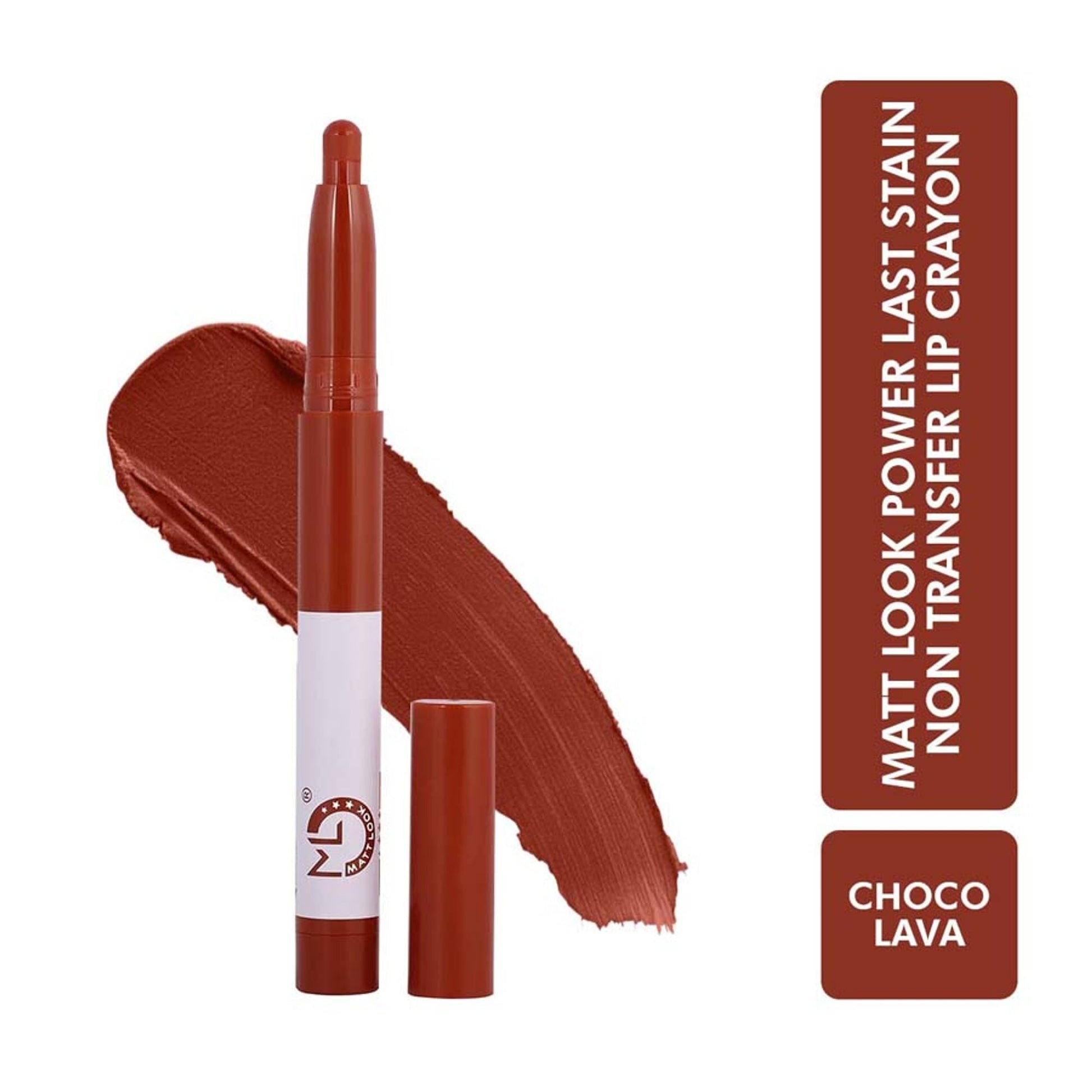 Matt Look Power Last Lip Stain Crayon Lipstick - Choco Lava - Swadesiicart