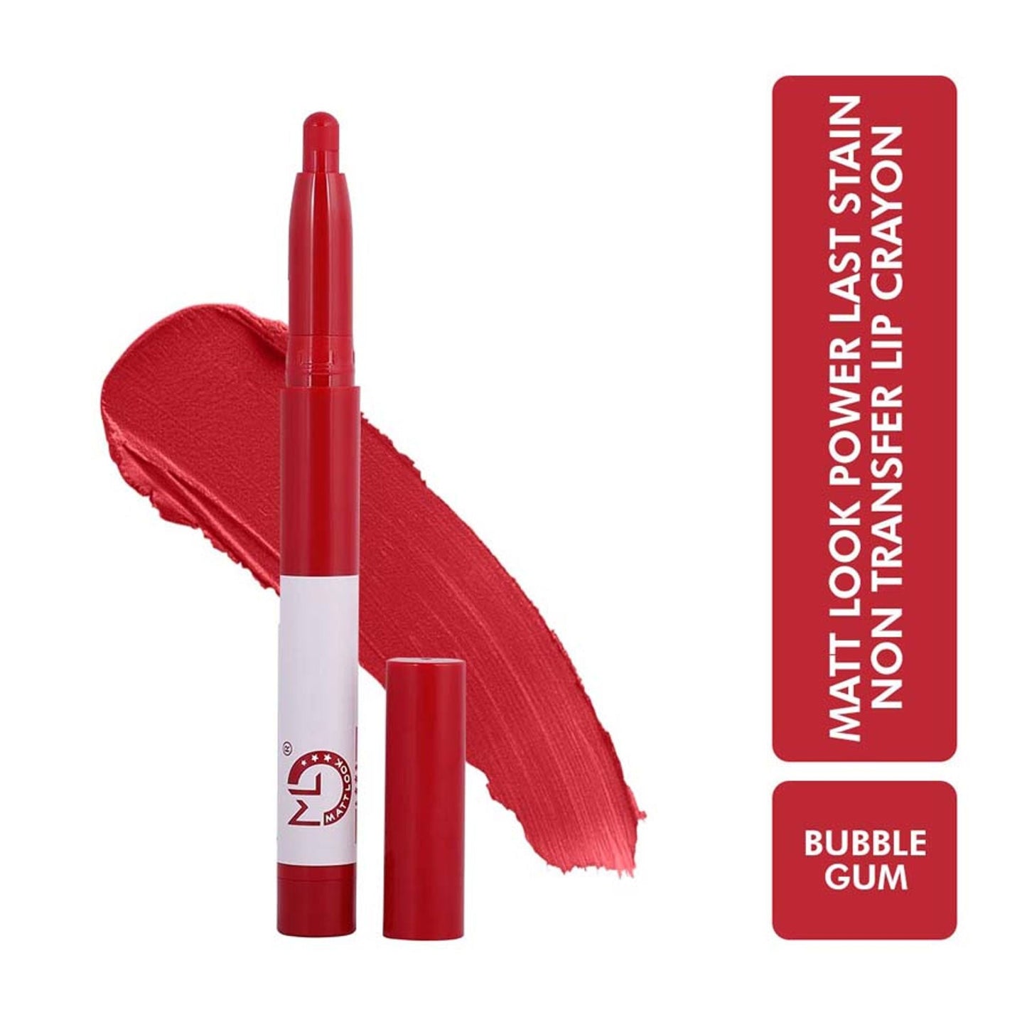 Matt Look Power Last Lip Stain Crayon Lipstick - Bubble Gum - Swadesiicart