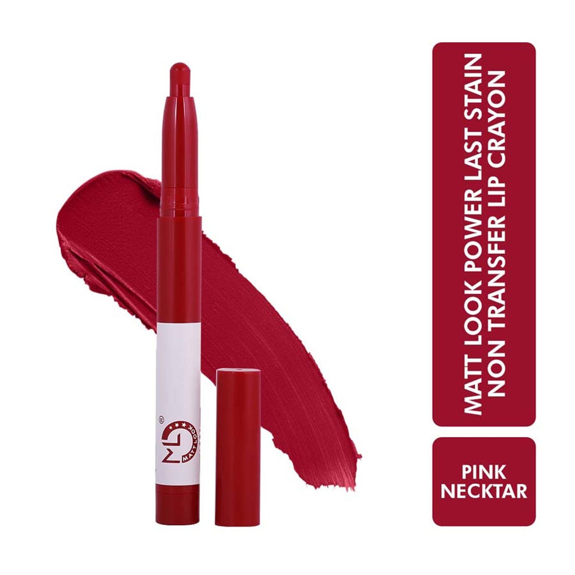 Matt Look Power Last Lip Stain Crayon Lipstick - Pink Necktar - Swadesiicart