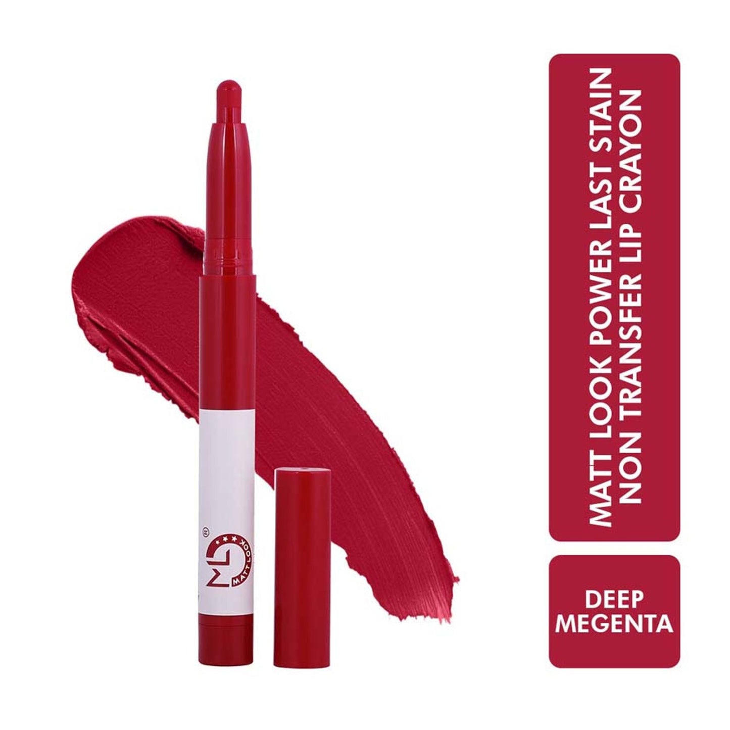 Matt Look Power Last Lip Stain Crayon Lipstick - Deep Magenta - Swadesiicart