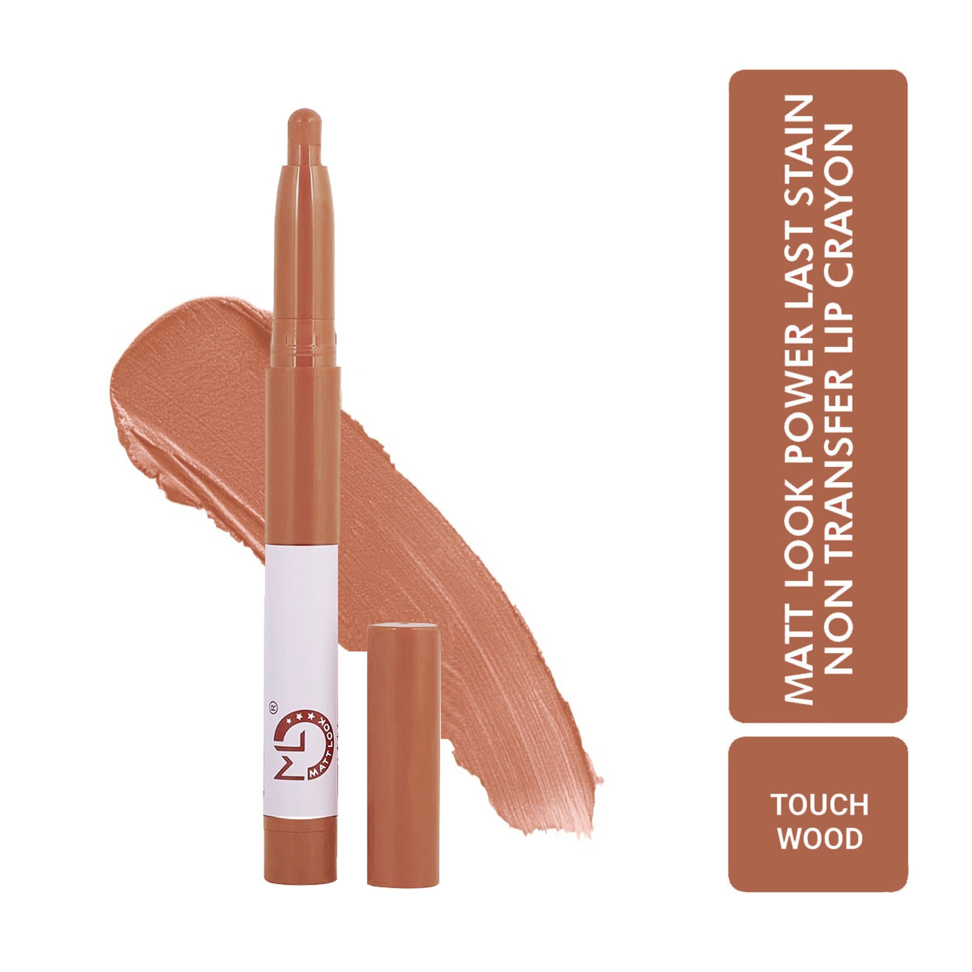 Matt Look Power Last Lip Stain Crayon Lipstick - Touch Wood - Swadesiicart