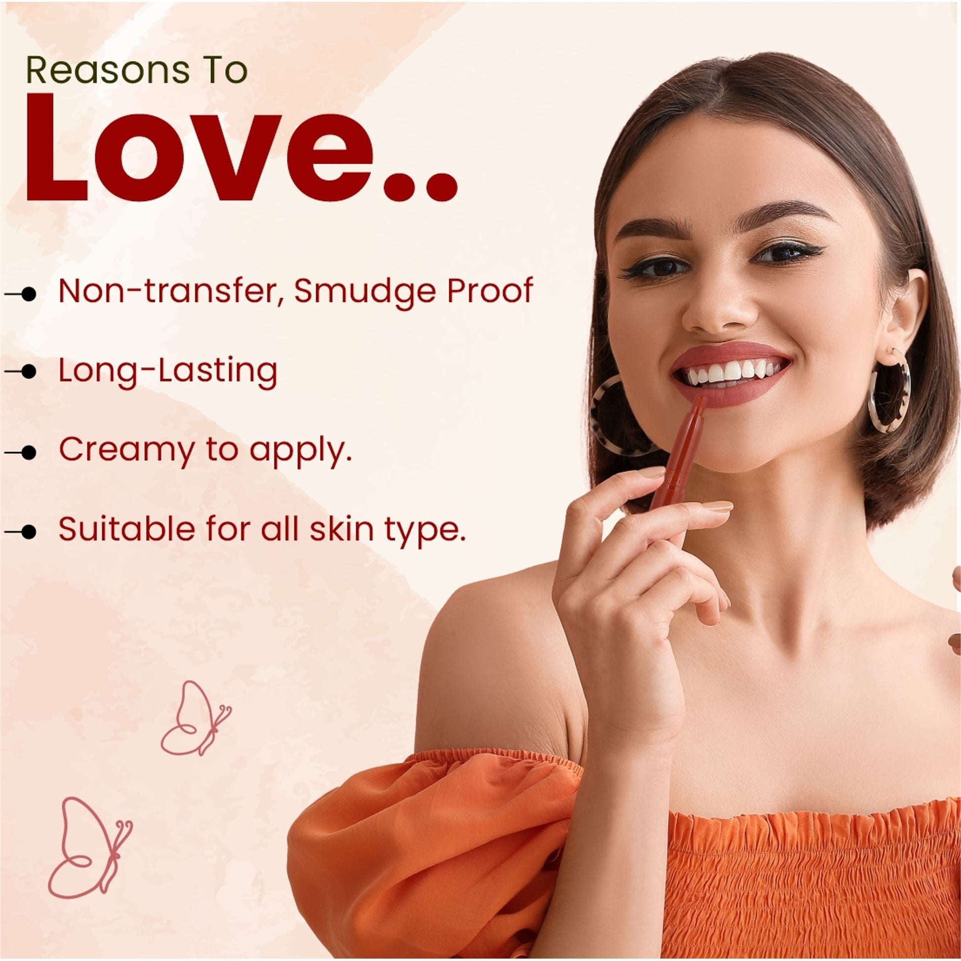 Matt Look Power Last Lip Stain Crayon Lipstick - Fresh Flower 26 - Swadesiicart