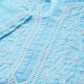 ADA Women Blue & White Chikankari Embroidered Sheer Straight Sustainable Handloom Kurta | Swadesiicart