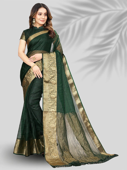 Kalini Woven Design Zari Organza Banarasi Saree | Swadesiicart