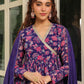 Janasya Purple Georgette Floral Kurta,Bottom & Dupatta | Swadesiicart
