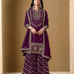 Anaita Purple Art Silk Embroidered Stitched Sharara Suit
