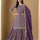 Anaita Lavender Art Silk Embroidered Stitched Sharara Suit