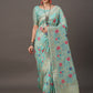 Mitera Floral Organza Banarasi Zari Saree With Blouse Piece | Swadesiicart