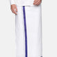 Sethukrishna Mens White Solid Readymade Cotton Dhoti | Swadesiicart