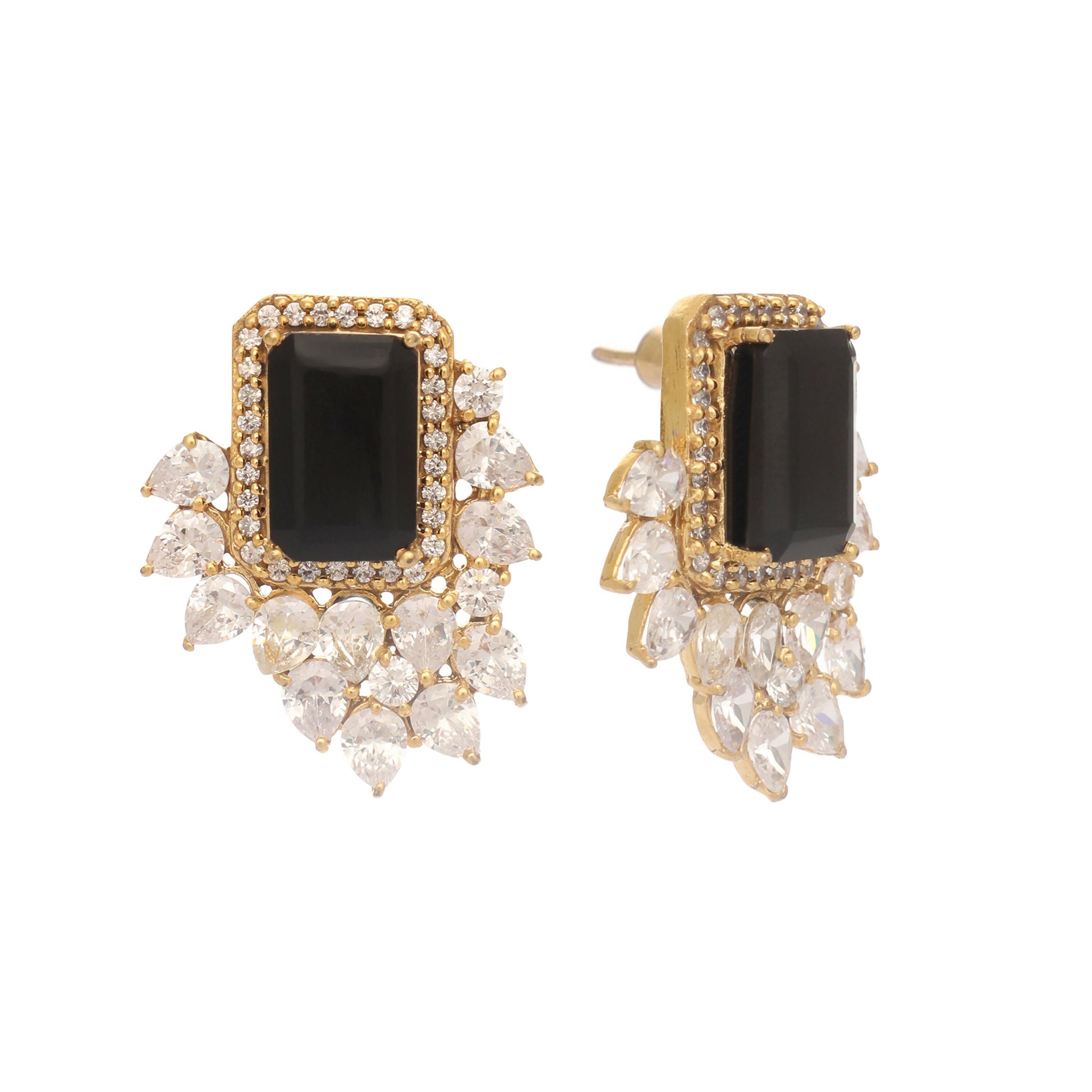 Nuyug 22K Gold Plated Noir Spark Contemporary Stud Earrings | Swadesiicart