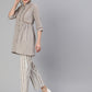 Jaipur Kurti Women Grey Striped Co-Ords - Swadesiicart