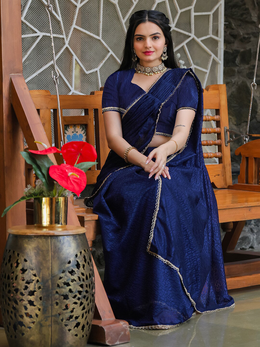 Tikhi Imli Woven Design Ready to Wear Saree | Swadesiicart