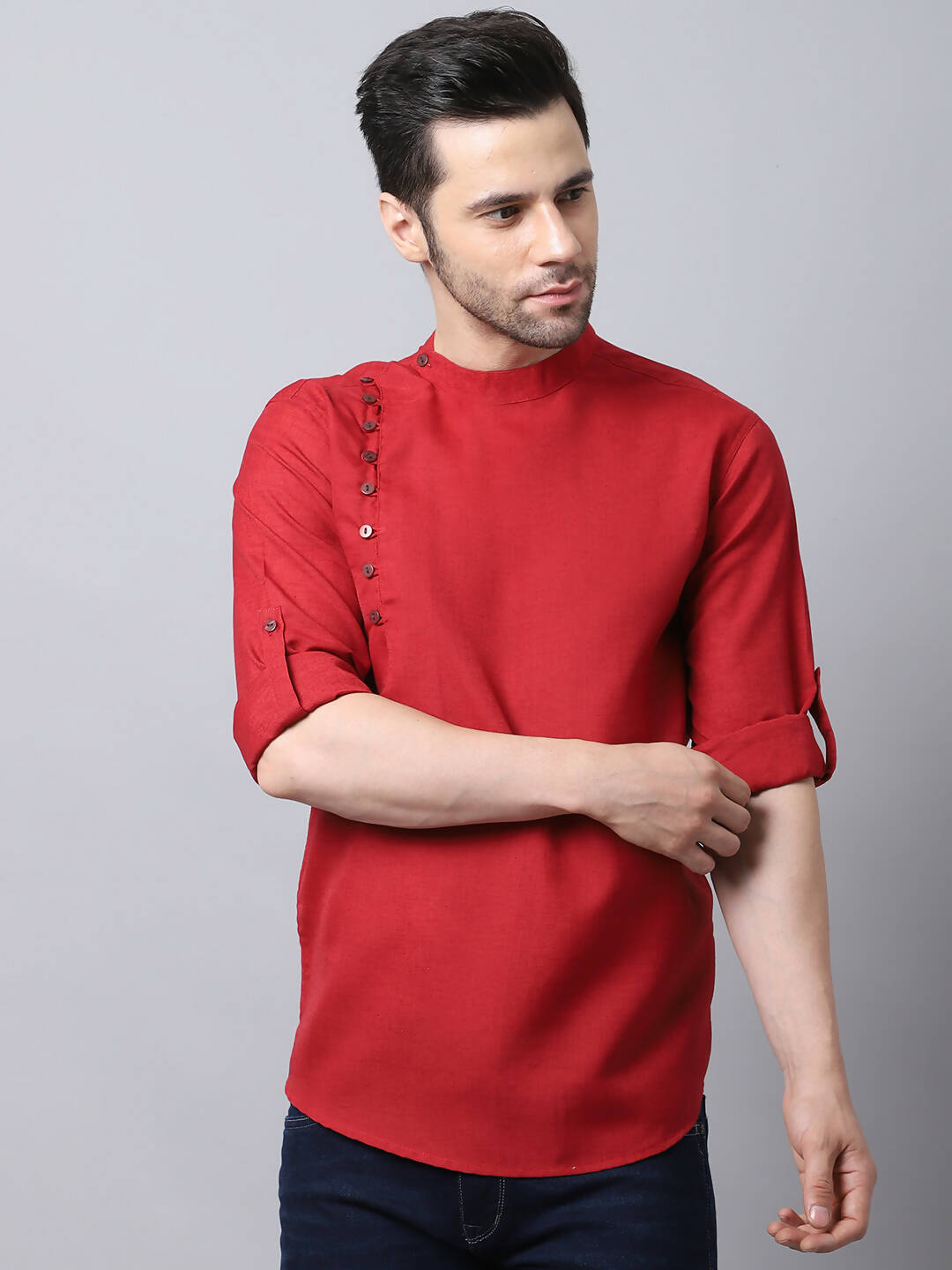 Even Apparels Maroon Pure Cotton Men's Kurta With Side Placket | Swadesiicart