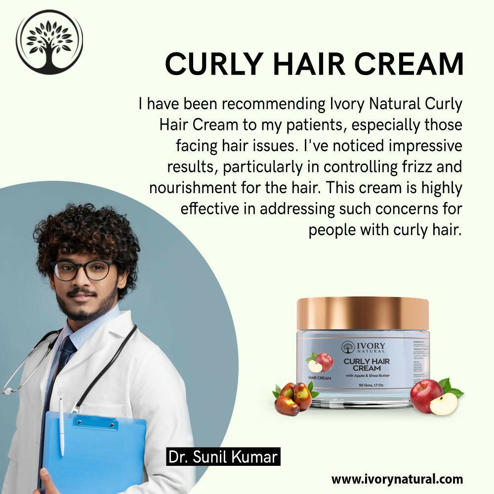 Ivory Natural Curly Hair Cream - Bouncy, Shiny, Humidity-Resistant Curls Hair | Swadesiicart