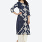 Biba Women Navy Blue & White Ethnic Motifs Printed Kurta - Swadesiicart