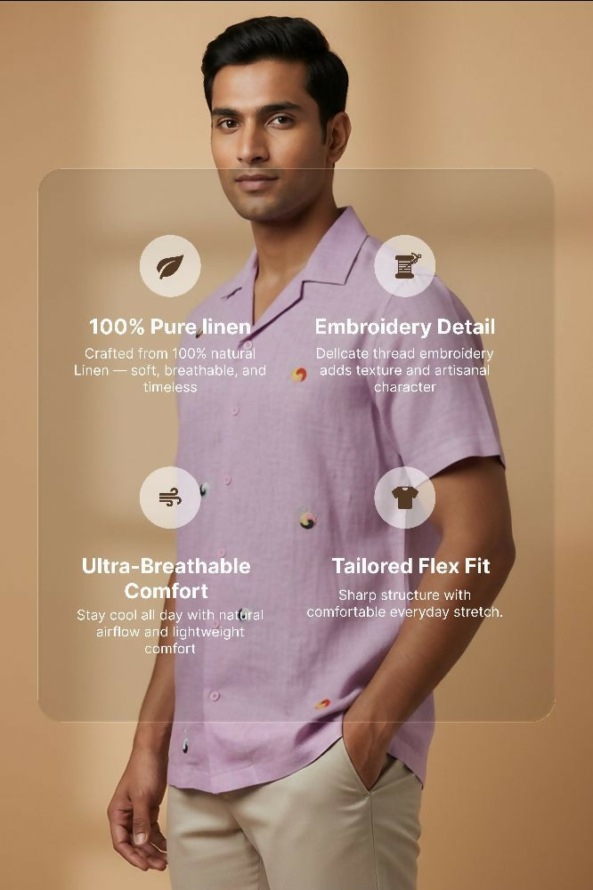 Airloom — Lavender Embroidered Linen Shirt by Hilo Design