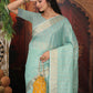 Shree Shyam Fashion Organza Rama Green Saree