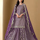 Anaita Lavender Art Silk Embroidered Stitched Sharara Suit