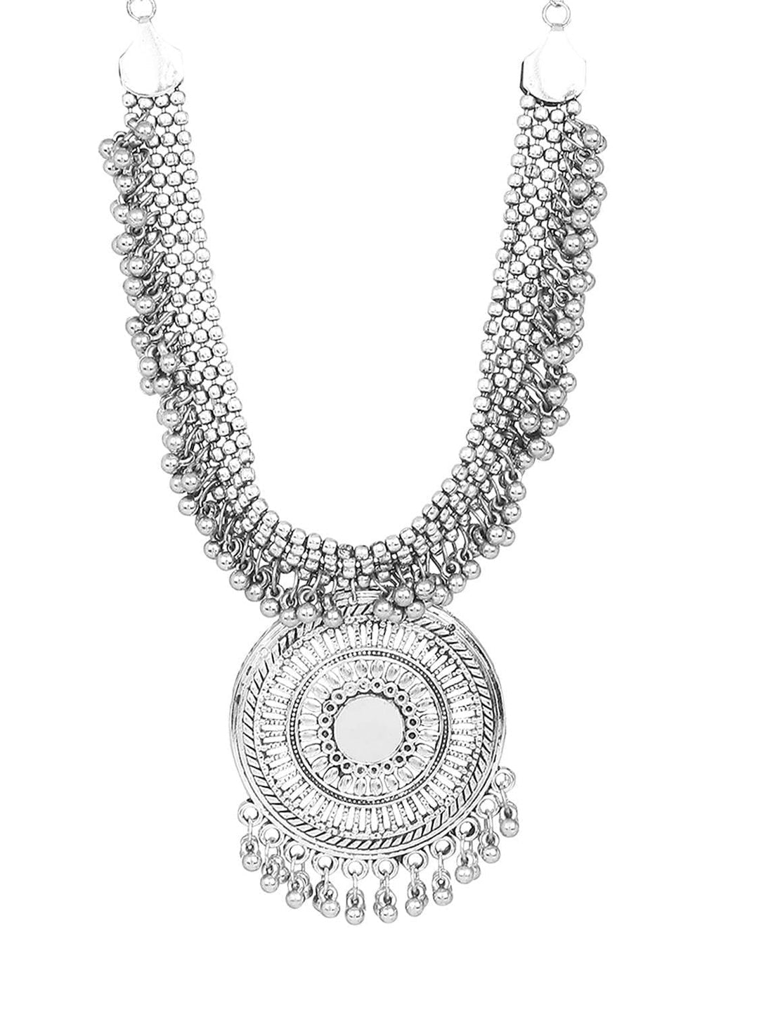 Cardinal Oxidized Silver-Toned Long Women Jewellery Set - Swadesiicart