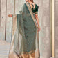 Tikhi Imli Olive Floral Embroidered Zari Organza Saree | Swadesiicart